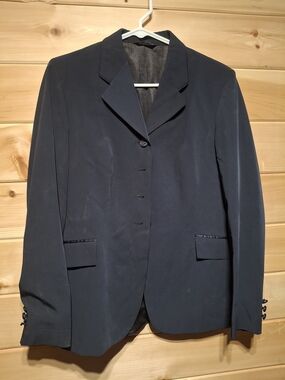 Women's Navy Single-Breasted Hunt Coat Blazer - Tailored Suit Jacket